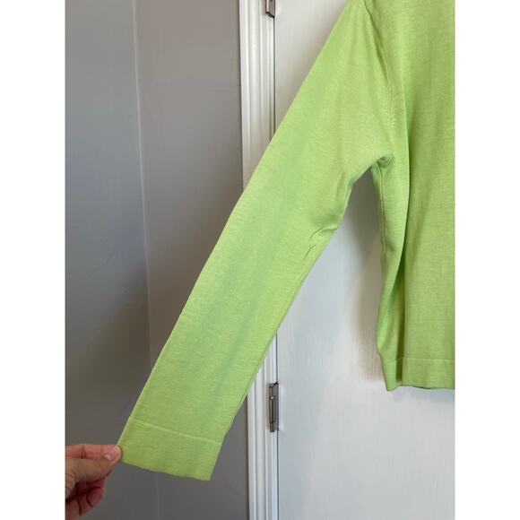 City Silk green silk cardigan sweater buttons solid cotton lightweight v-neck XL - Picture 3 of 5